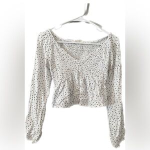 LA Hearts Long sleeve smocked crop top